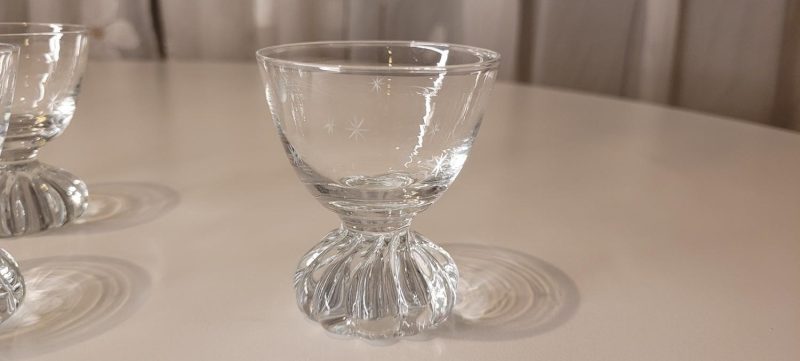 Glasservis 10 delar, Svensk Kristall, höjd: 7 cm, dekor med stjärnor