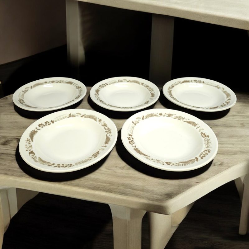 Set med 5 djupa tallrikar i benporslin från Gustavsberg, Stig Lindberg (20 cm)