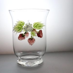 VAS, glas, handmålade smultron