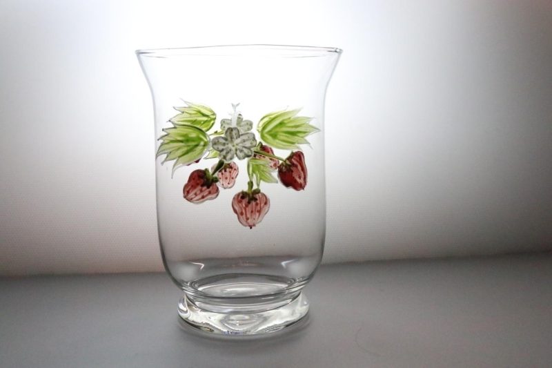 VAS, glas, handmålade smultron