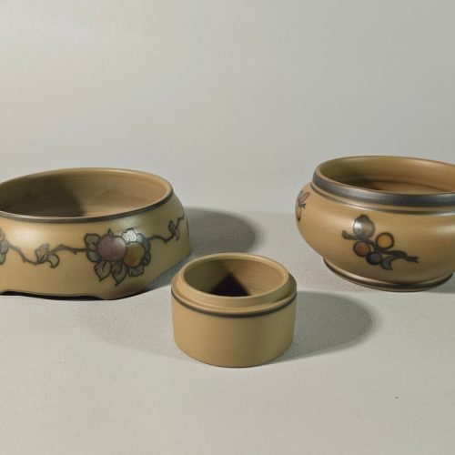 3 delar, L Hjort, glaserat stengods, Bornholm, Danmark, 1900-talets andra hälft