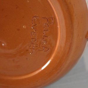 Kanna i lergods / Terrakotta, 3 vita ränder - Peller Everöd