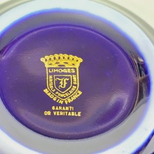 Fransk Limoges Mörk Kobolt porslin ask, Guld Accent D'Art, Sällsynt Fynd