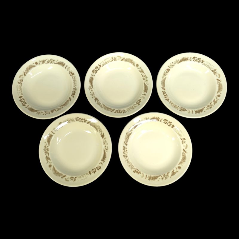 Set med 5 djupa tallrikar i benporslin från Gustavsberg, Stig Lindberg (20 cm)