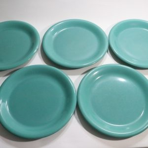 6st flata mattallrikar, grön glaserade - 27cm
