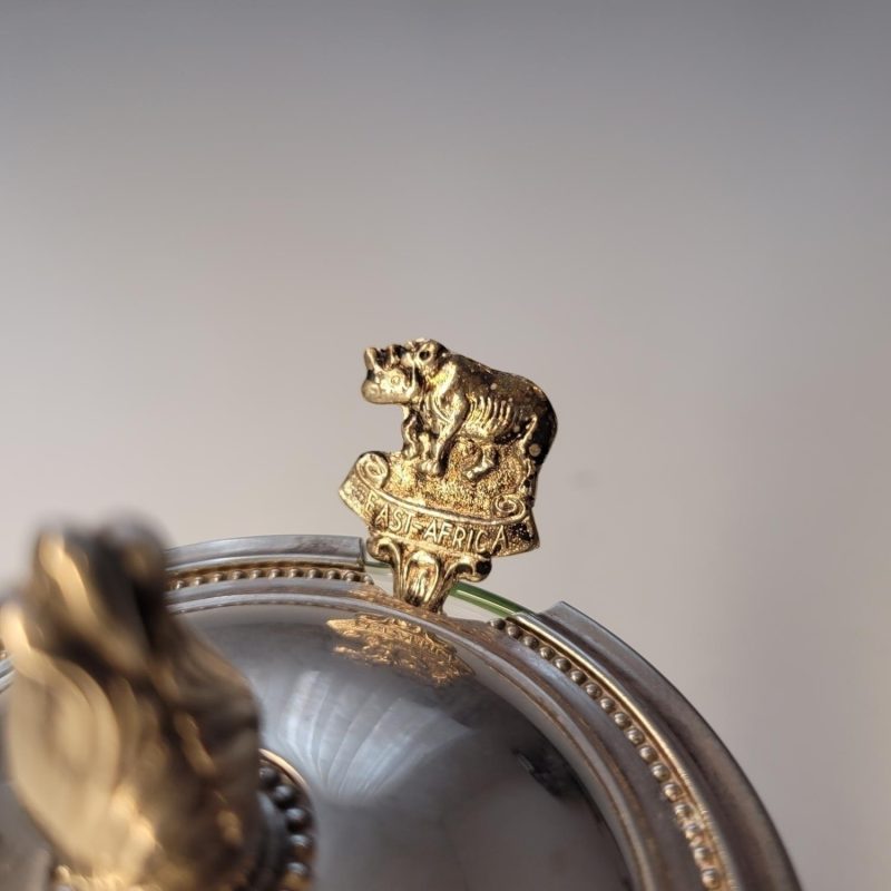 Vintage syltburk / Sockerburk i glas med nysilverlock och sked