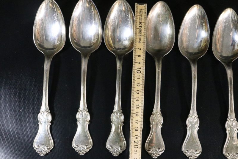 Antikt Set med Nysilverskedar – GAB Gense Olga, 22 cm