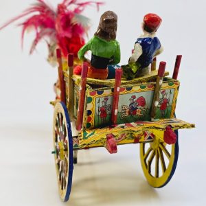 Handgjord Siciliansk Häst och Vagn i Miniatyr – Färgsprakande Samlarobjekt