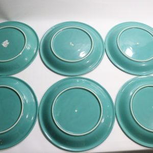 6st flata mattallrikar, grön glaserade - 27cm