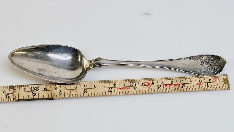 Antik silversked – 23 cm lång, stämplad äkta silver
