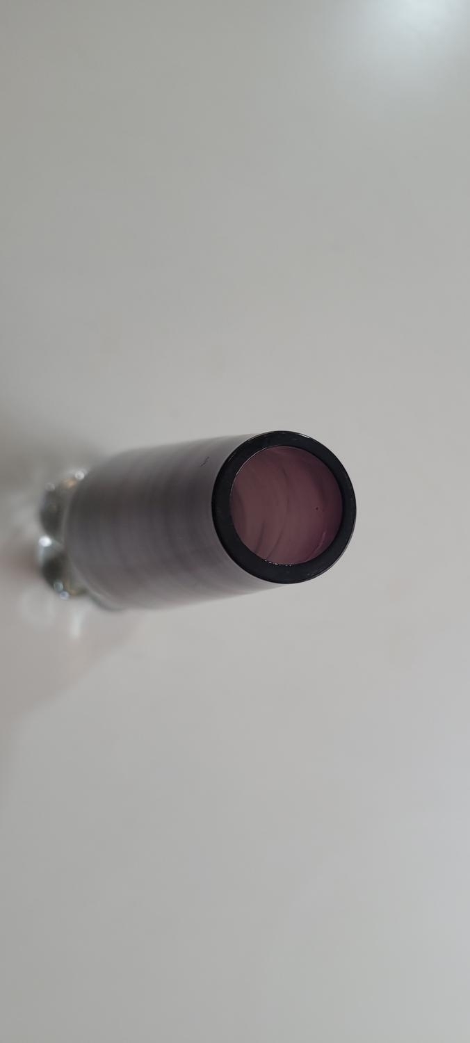Vas, lila med klumpfot i klar glas, retro, Vintage
