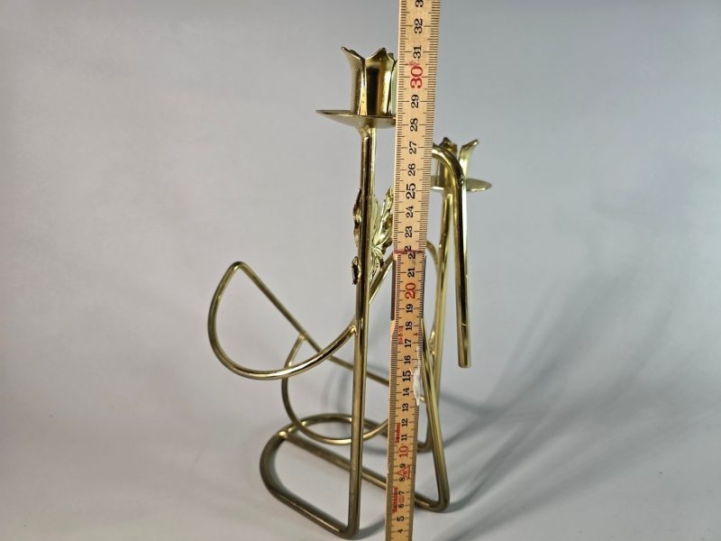 LJUSSTAKE, gulmetall, för två ljus, Made in Sweden