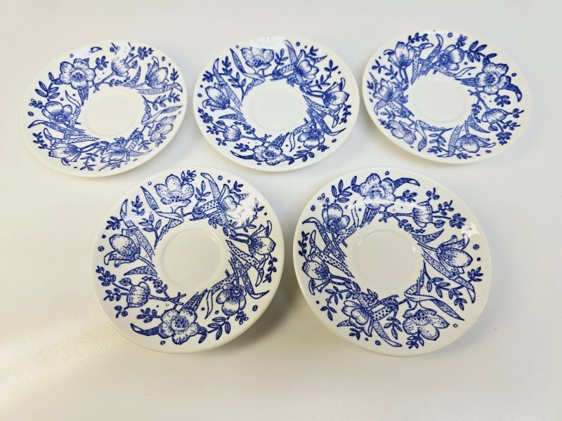 Set om fem fat från Gustavsberg, Blå Blomsterbukett, Ø 13 cm