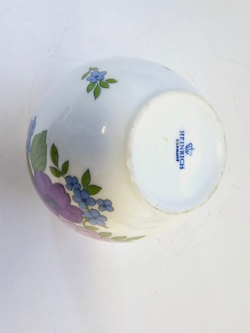 Elegant klotformad vas från Heinrich – Blommigt porslin från Tyskland
