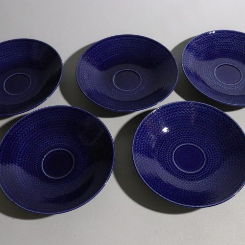 ärgstarka Blå Desserttallrikar med Herringbone-mönster, Set om 5