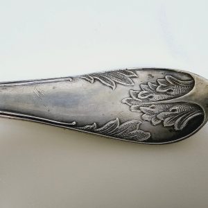 Antik silversked – 23 cm lång, stämplad äkta silver