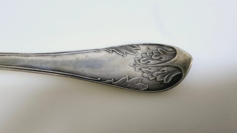 Antik silversked – 23 cm lång, stämplad äkta silver