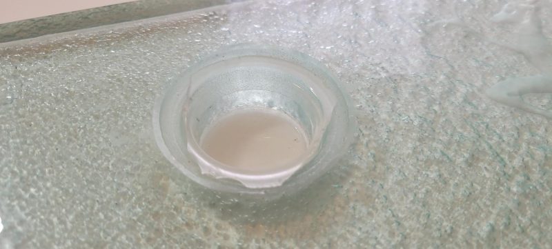 Penselställ, skrivbordsställ i glas. bläckhorn trasig, men utbytbar