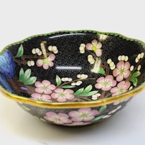 Vintage Cloisonné-skål med blomsterdekor – Orientaliskt hantverk