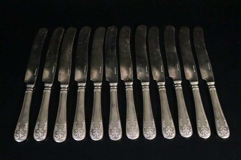Antika Knivar i Alpacca - Set med 12 st, 23 cm