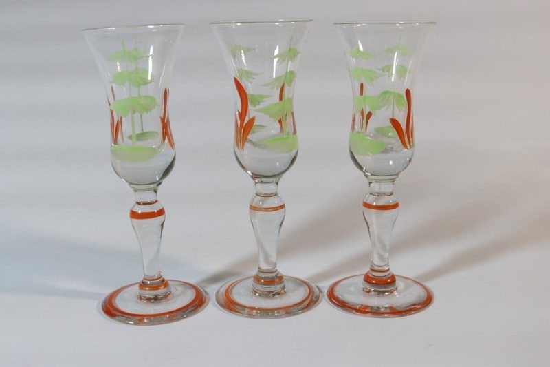 3st vintage glas / handmålade glas 1900-tal - 14cm