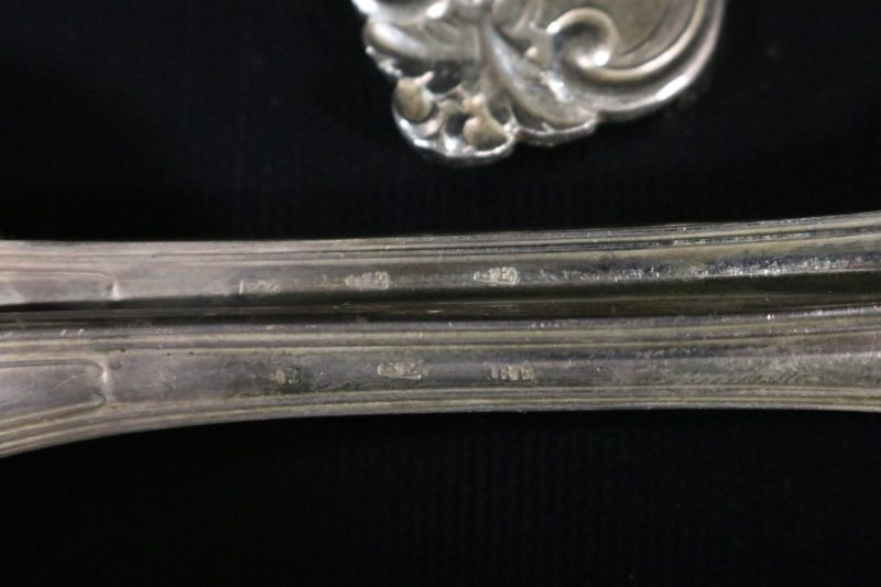 Antikt Set med Nysilverskedar – GAB Gense Olga, 22 cm