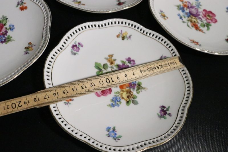 Bavaria Schumann – 5 vackra assietter med blommotiv, 17 cm