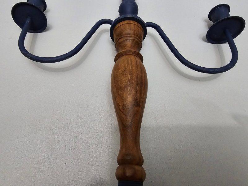 Elegant Trearmad Ljusstake i Metall och Trä (35 cm)
