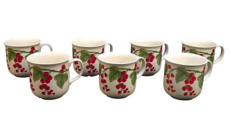 Set med 7 kaffekoppar "Blodgivare ger med hjärtat" från Rörstrand Diamant, J.L
