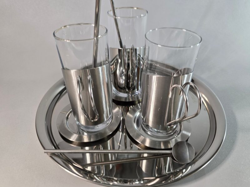 Elegant Te- och Kaffeservis i Rostfritt Stål