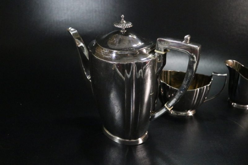 Art Deco KAFFESERVIS, 3 delar, nysilver, KGM GAB Uppsala