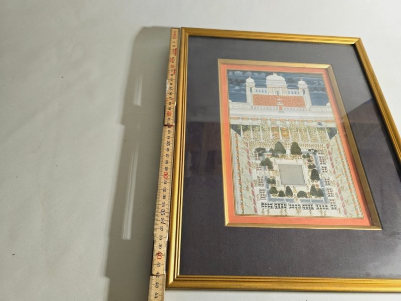 Magnifik Handmålad Miniatyrmålning av Wadi Mahal City Palace