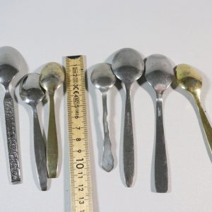 Samling kaffeskedar, blandade modeller, 7st