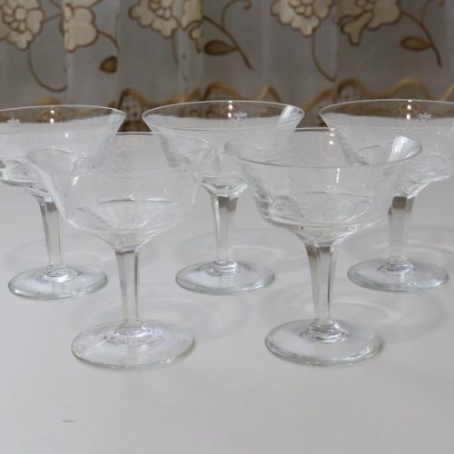 Glasservis med graverad dekor - 5st