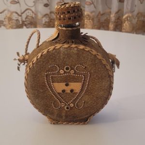 Saltflaska / Plunta i glas handarbete toligen skinn