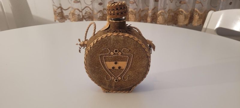 Saltflaska / Plunta i glas handarbete toligen skinn