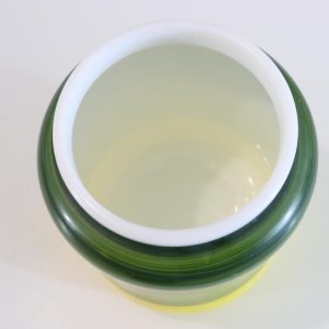 Vas / behållare i vit glas, handmålad, Italien "Egizia"