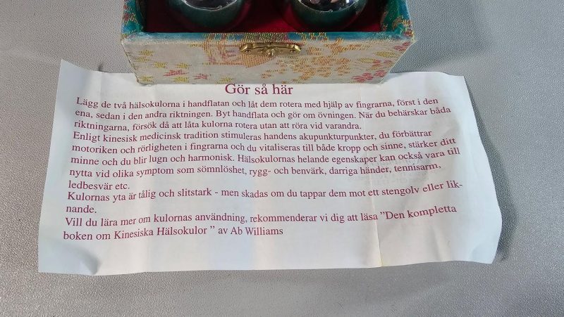 Hälsokulor... Qi Gong eller träningskulor