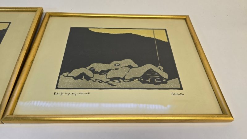 Originalträsnitt av Victor Jernberg – Vackra Motiv från Svensk Landsbygd