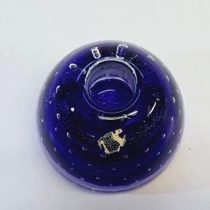 Blå Ljuslykta med Bubblor – Handgjord från Svenskt Glasbruk