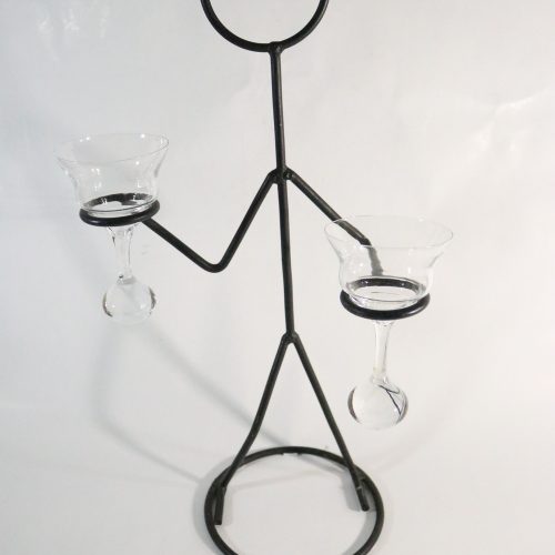 STRÄCKFIGUR, ljusstake, ljuslykta, metall och glas 55cm