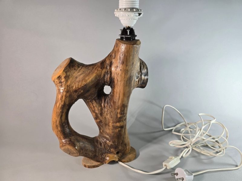 Vintage Skulpturell Trälampa från 1960-talet