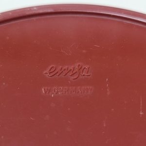 Kanna, Retro bringade. Emsa. Röd med vita hjärtan. 15 cm W.Germany