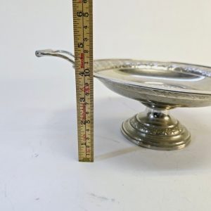 Vintage Metallskål på Fot med Handtag - Diameter 24 cm