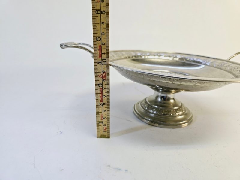 Vintage Metallskål på Fot med Handtag - Diameter 24 cm