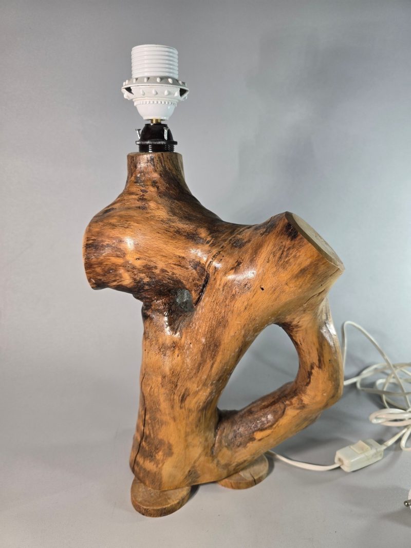 Vintage Skulpturell Trälampa från 1960-talet