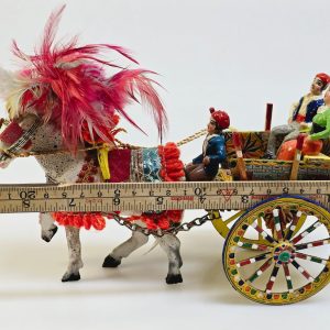 Handgjord Siciliansk Häst och Vagn i Miniatyr – Färgsprakande Samlarobjekt