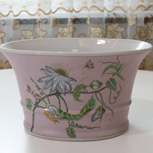 Ytterfoder i porslin, blomdekor, rosa, "ORCHID stoneware"
