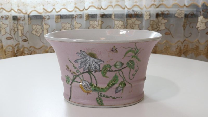 Ytterfoder i porslin, blomdekor, rosa, "ORCHID stoneware"
