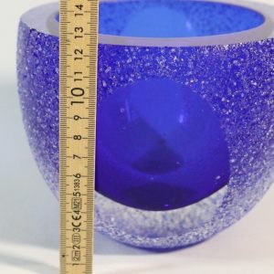 Skål av konstglas. Vintage Glaskonst, Ljuslykta, "Galaxy Sandy"